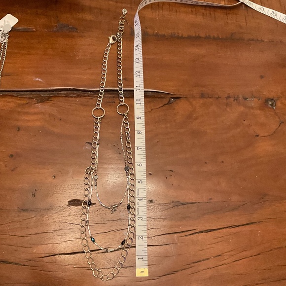 Triple Strand Large Curb Chain and Twisted Silver/Bead Strands Necklace - Picture 5 of 5